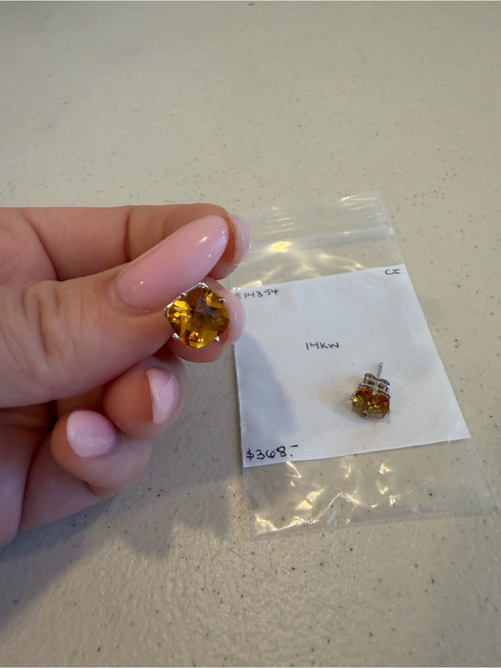 Brand New 14K White Gold Citrine Stud Earrings $368 - Picture 4 of 10